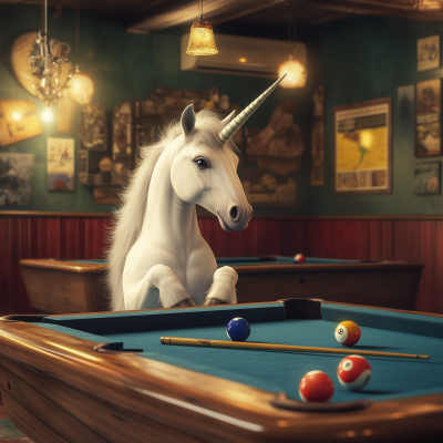 Unicorn Playing Pool