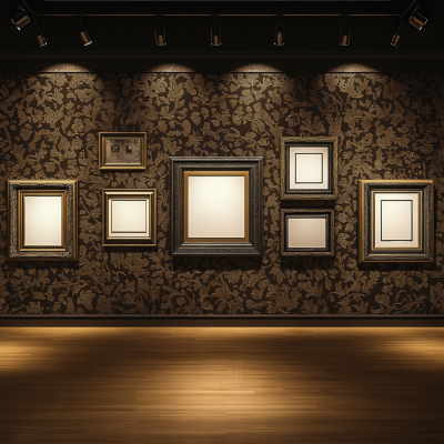 Empty Picture Frames on Exhibition Wall