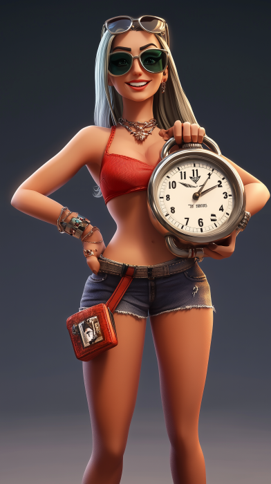 3D Character Holding Stopwatch