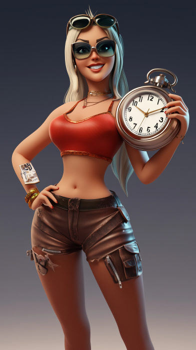 3D Game Character with Stopwatch