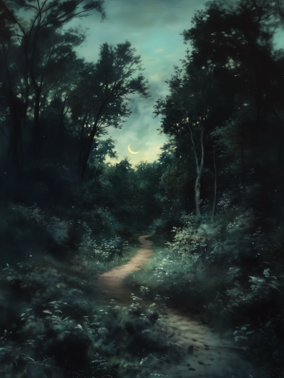 Moonlit Forest Path