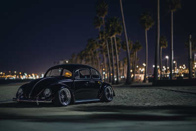 Classic Volkswagen Beetle at Night