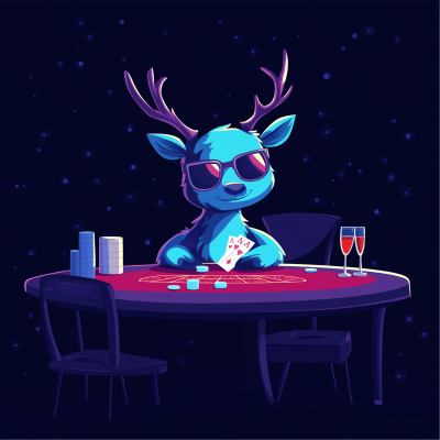 Blue Reindeer Playing Blackjack