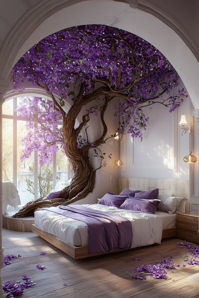 Luxury Bedroom with Tree Ceiling