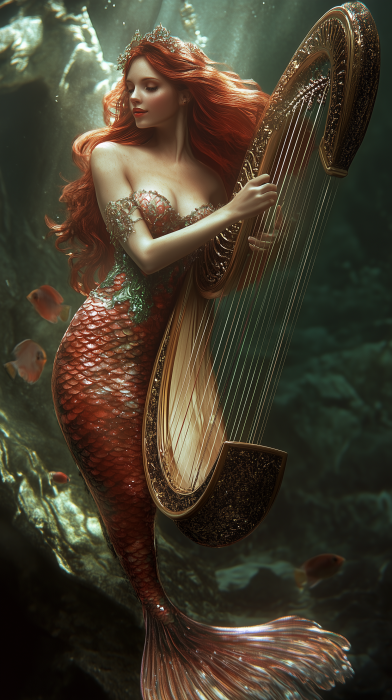 Mermaid Playing the Harp