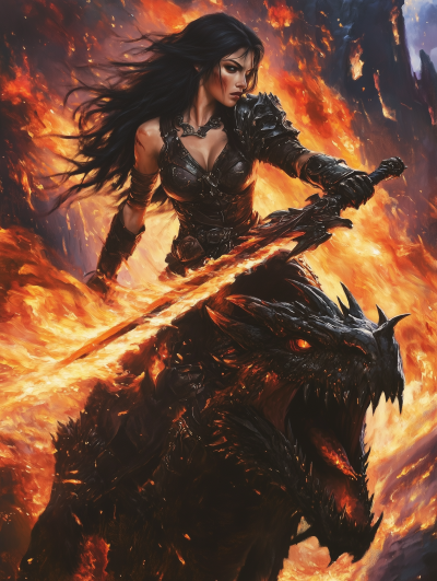 Fierce Warrior on Dragon