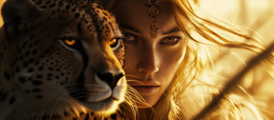 Warrior Goddess with Cheetah Protector