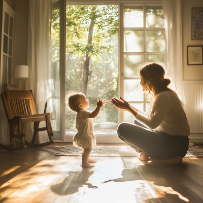 Parent and Child Singing Nursery Rhyme