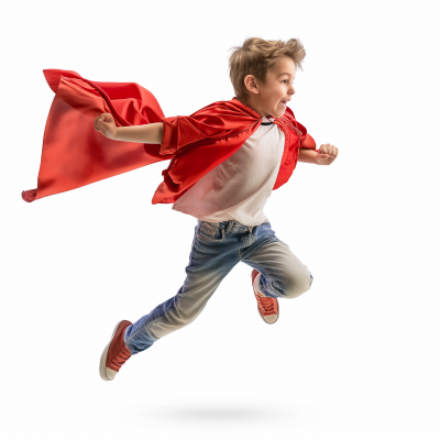 Kid Jumping as a Superhero