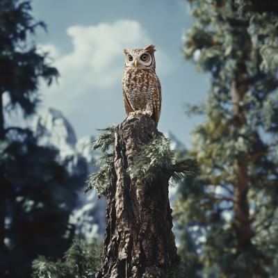 Forest Scene with Owl