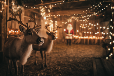 Reindeer in a Barn