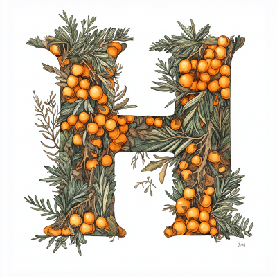 Sea buckthorn inside the H letter