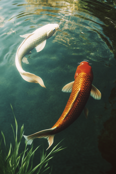 Koi Carps in a Tranquil Lake