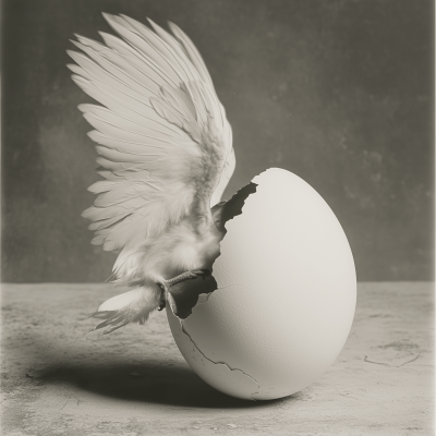 Feathered Wing Emerging from Egg