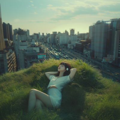 Serene Grass Field in the City