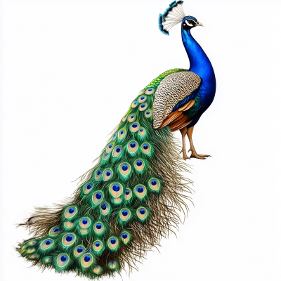 Colorful Peacock on White Background