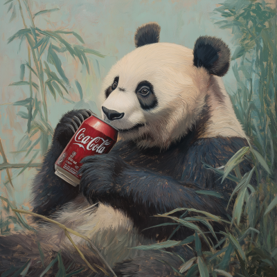 Giant Panda Drinking