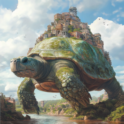 City on Giant Turtle’s Shell