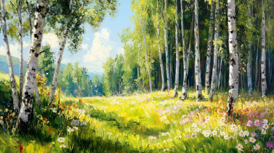 Sunny Birch Forest