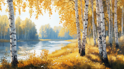 Sunny Birch Forest