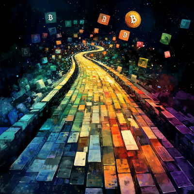 Bitcoin Data Road in Watercolor Style