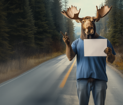 Anthropomorphized Moose in Forest