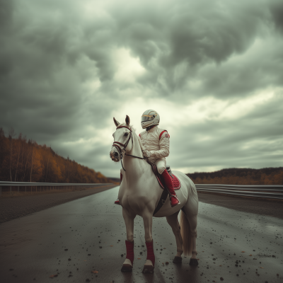 Formula One Driver on Horse