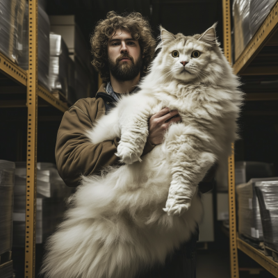 Man with Fluffy Cat