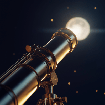 Vintage Telescope Pointing at the Moon