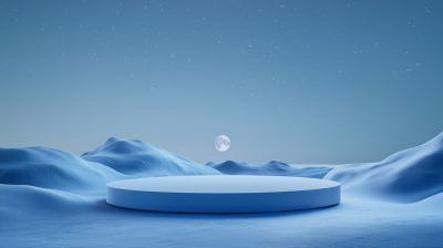 Minimalist Oval Platform Under Moonlight