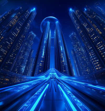 Futuristic Blue Cityscape