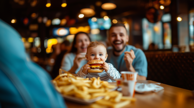 Happy Family at Fast Food