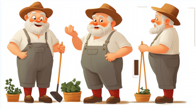 Charming Grandfather Gardening