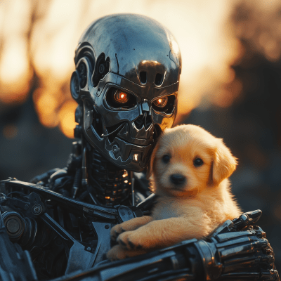 Kind Terminator with Puppy