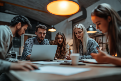 Group of Entrepreneurs Working Together in Modern Office