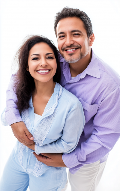 Mature Latino Couple in Harmonious Attire