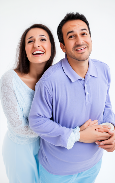 Relieved Couple with Cradle