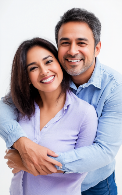 Mature Couple in Pastel Clothing