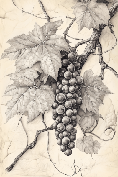 Botanical Illustration of Grape Vine