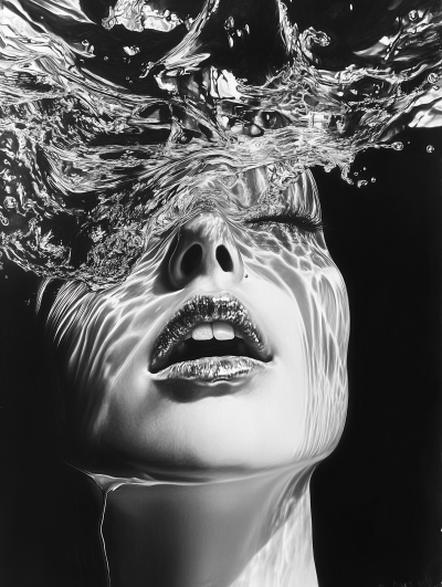 Surreal Woman with Liquid Metal