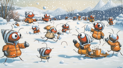 Cute Winter Ants