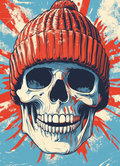 Smiling Skull in Ski Cap