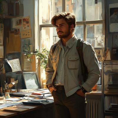 Hipster Man in Eclectic Office