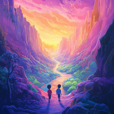 Boys in a Colorful Valley