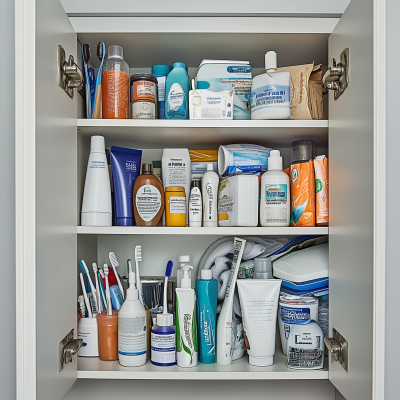 Overflowing Bathroom Cabinet