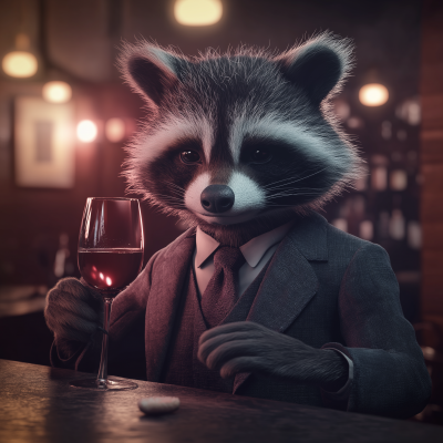 Raccoon at the Bar