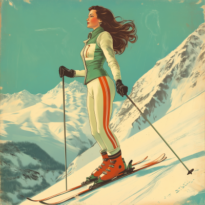 Vintage Ski Woman