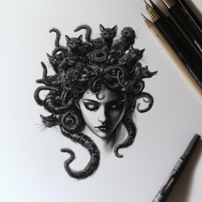 Medusa with kitten hair