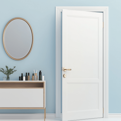 White Interior Door with Cabinet
