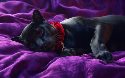 Black Panther on Velvet Bed